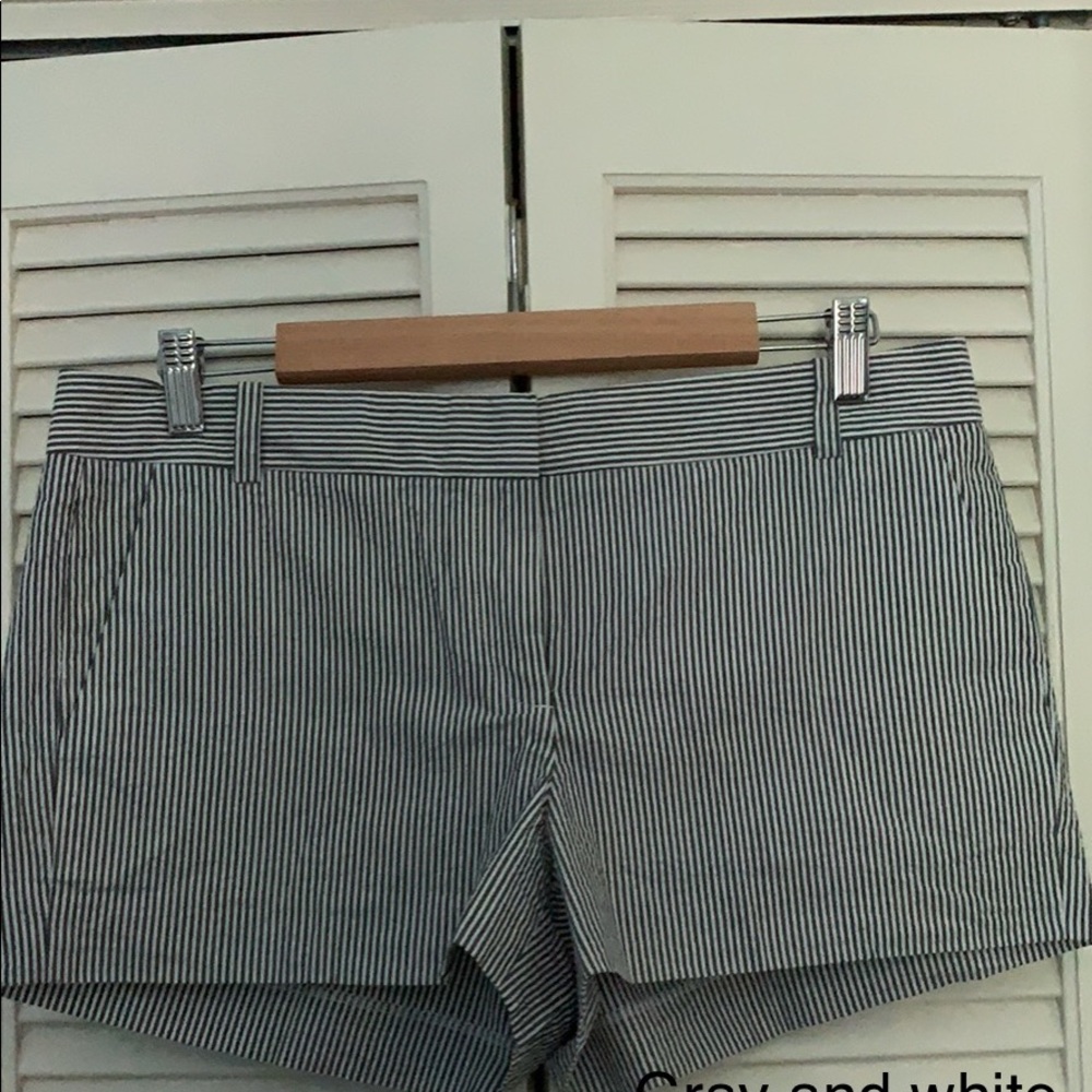 Gray and White striped shorts